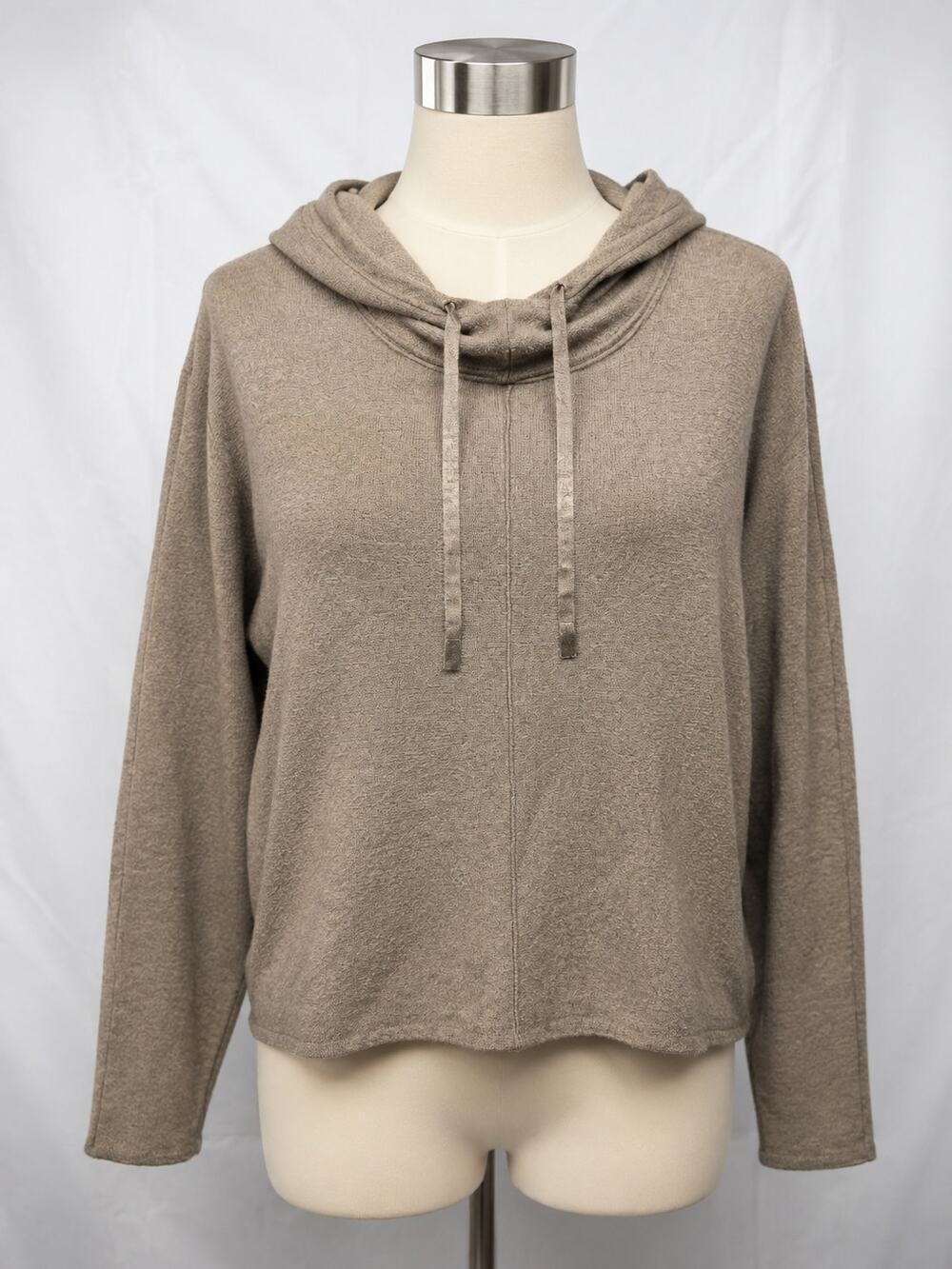 Quince Eco-Knit Milano Stitch Pullover Hoodie Warm Taupe Women’s Large L
